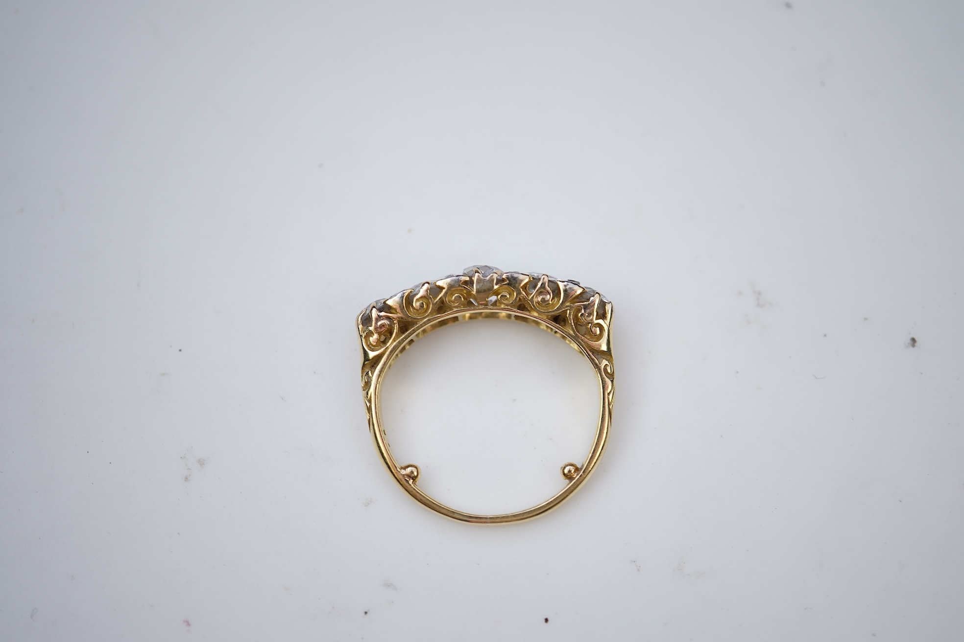 A Victorian five-stone diamond ring, late 19th century